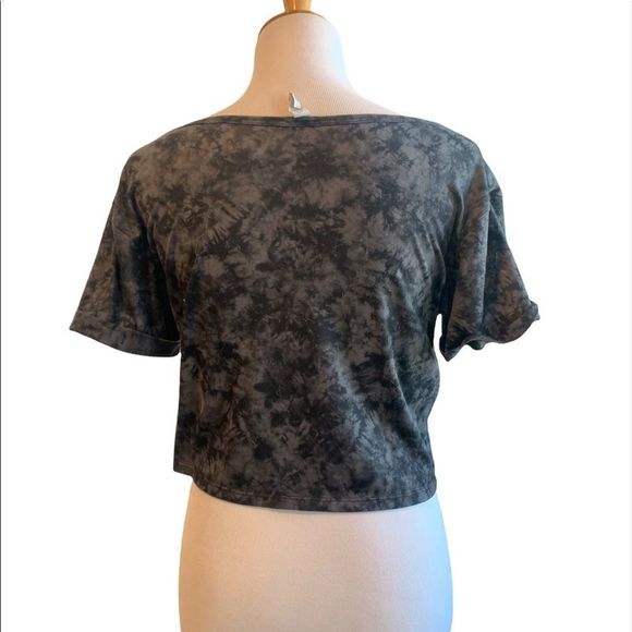 Black & Grey Tie Dye Crop Top- Scorpio Sol - Picture 2 of 5